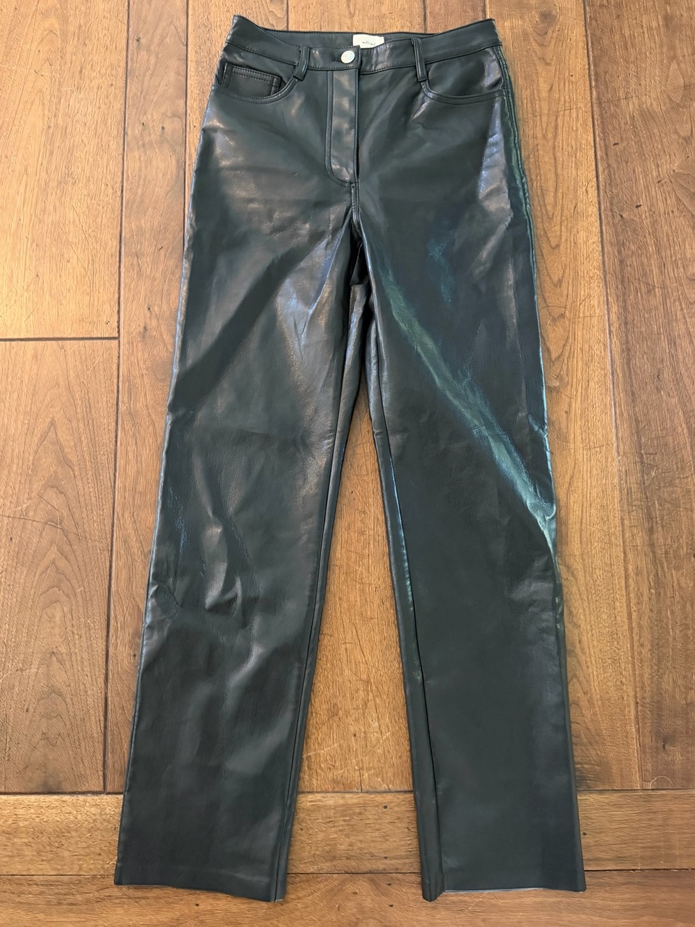 Aritzia Black Faux Leather Straight-Leg Pants
